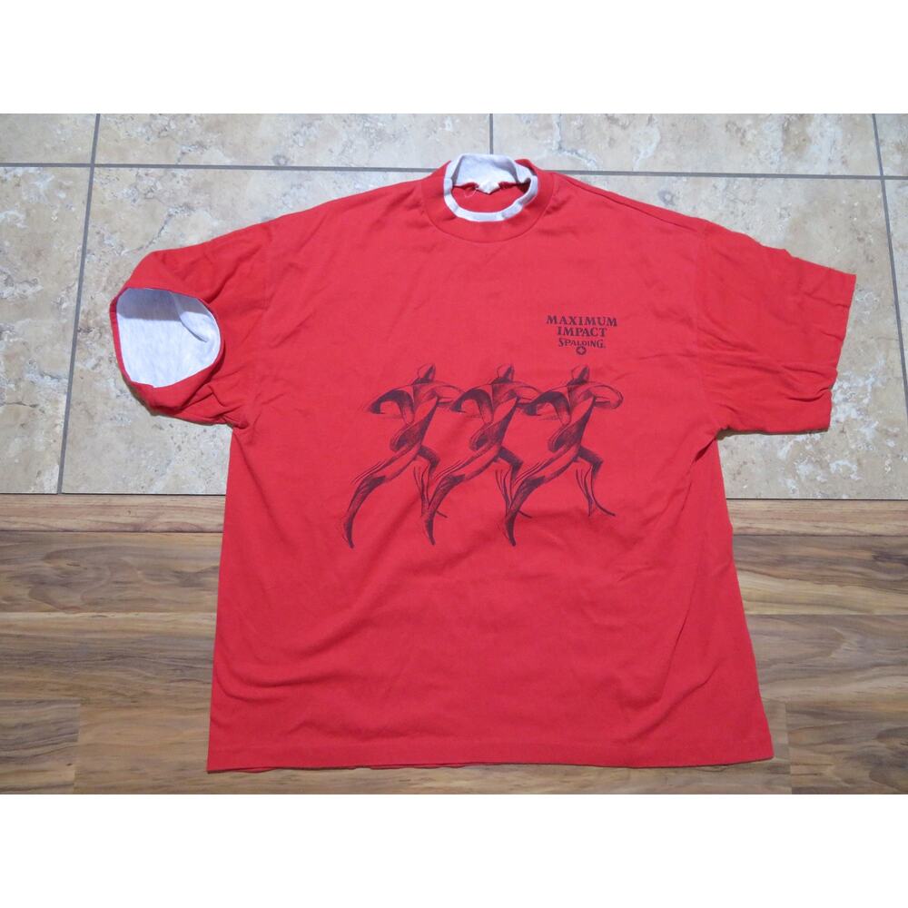 Spalding T-Shirt, Maximum Impact Artistic Runners, Red Sz XL 1990s